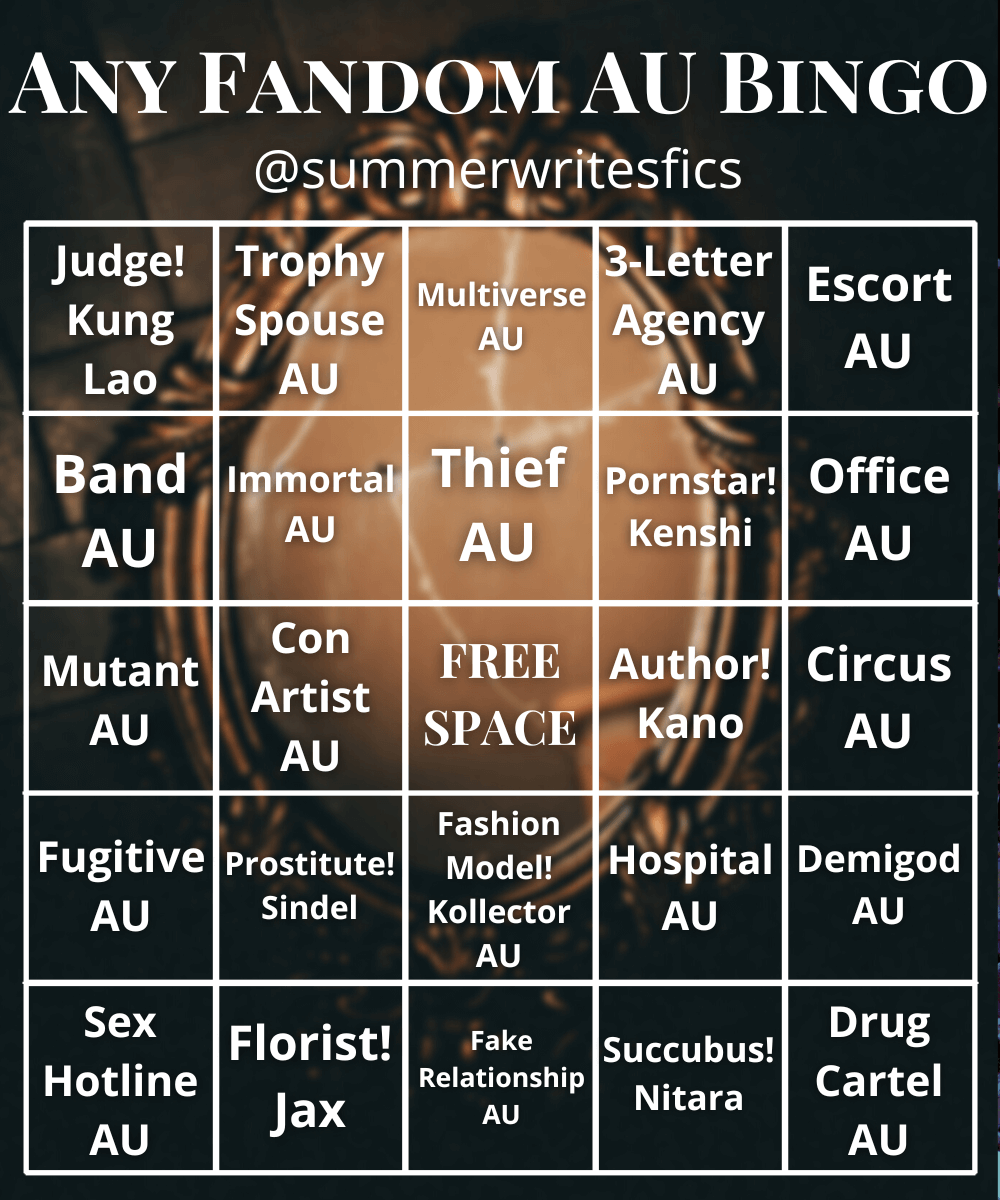 Any Fandom Goes AU Bingo Card