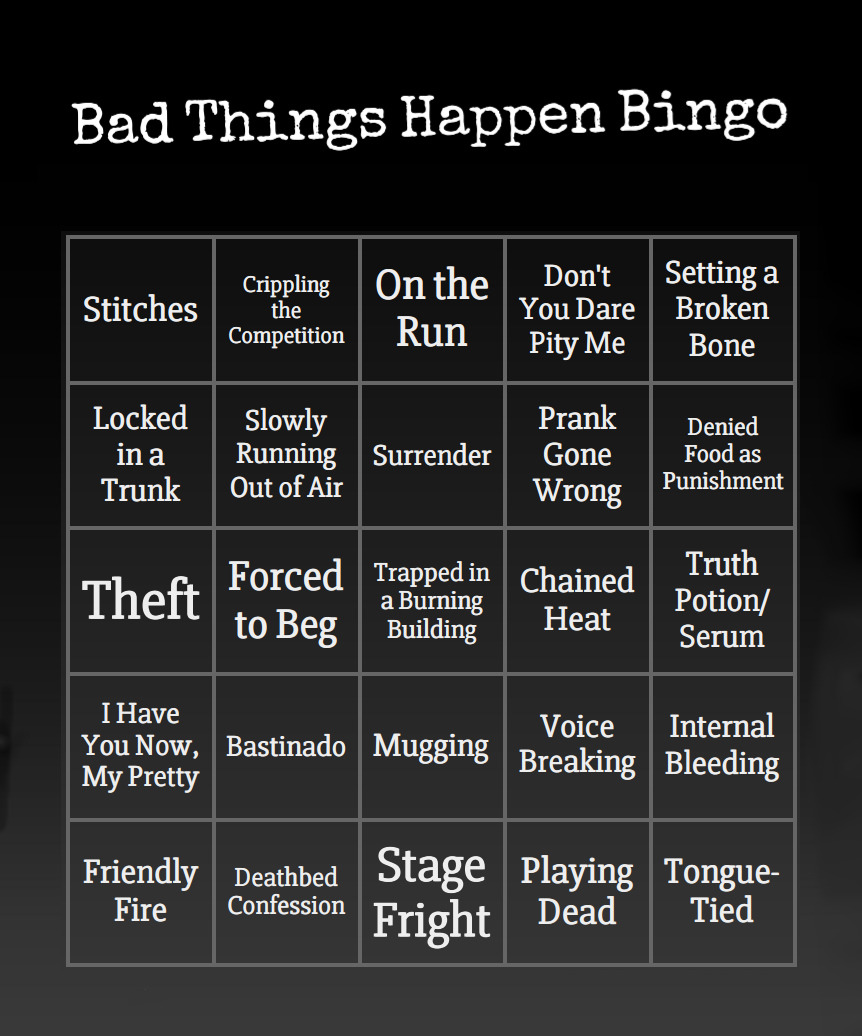 Bad Things Happen Bingo Card