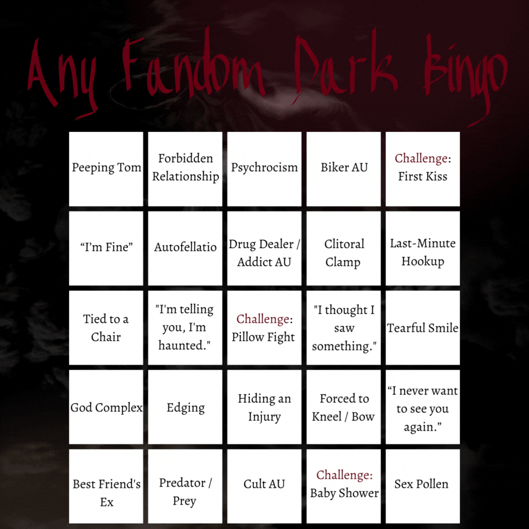 Any Fandom Goes Dark Bingo Card