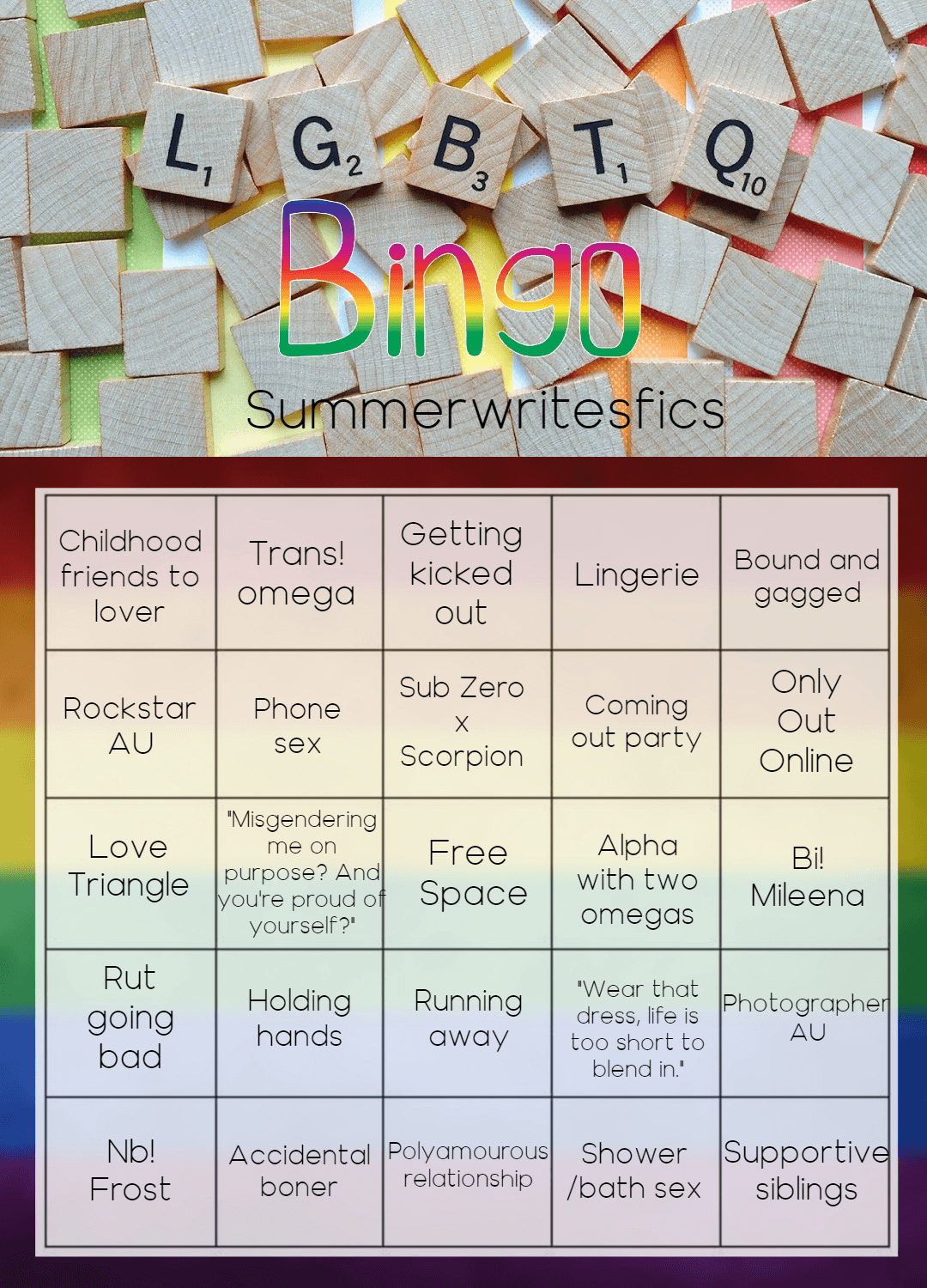 LGBTQ+ Bingo Card